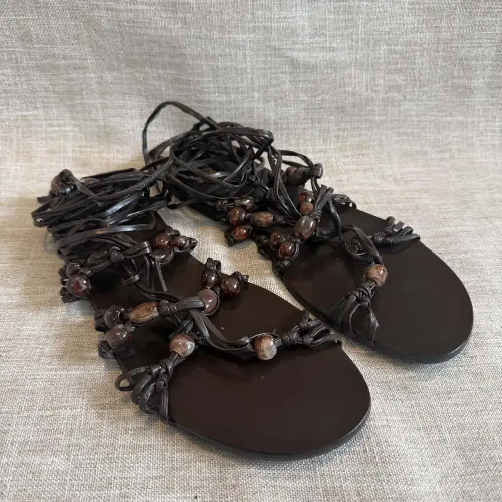 Zara Women's Brown and Black Sandals